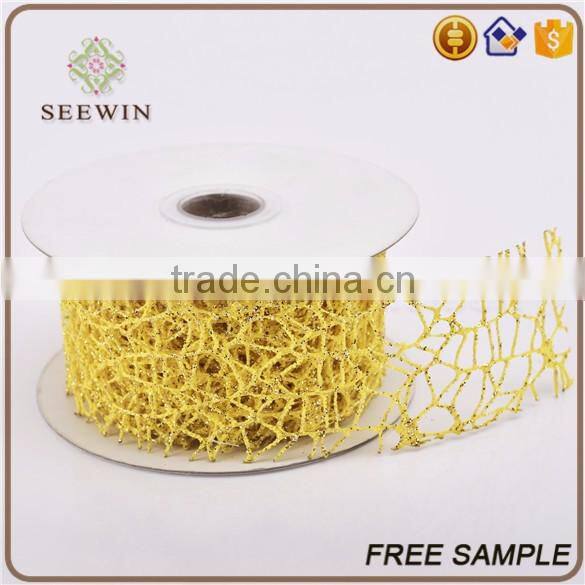 elegant purple velvet poly web sheer thick ribbon