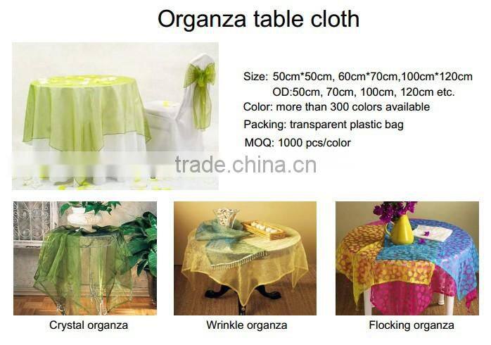 Spring Flower Pattern Flock Organza Round Table Cloth
