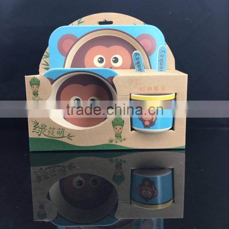 Popular biodegradable bamboo fibre kids' dinner set