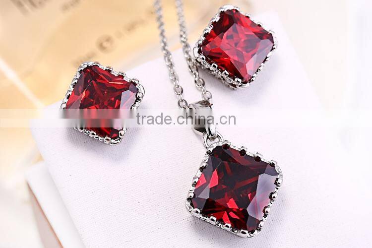 Wholesale Stock Small Order Latest Fashion Simple Square Necklace&Earring Sets