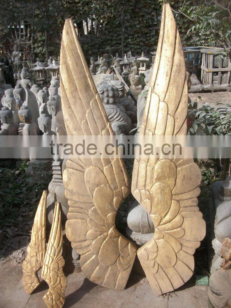 Antique wooden carving gold handmade angel wings for decoration