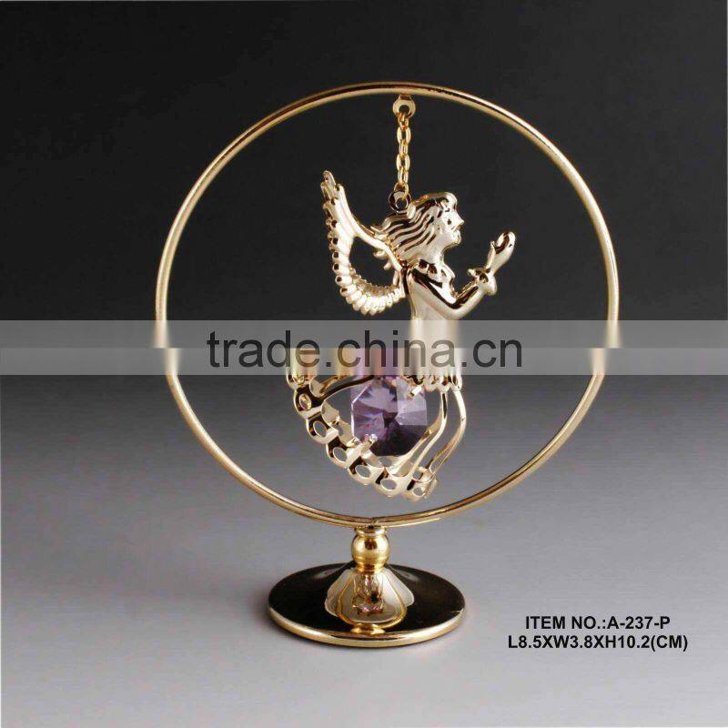 24k gold plated metal swan ornaments for decoration