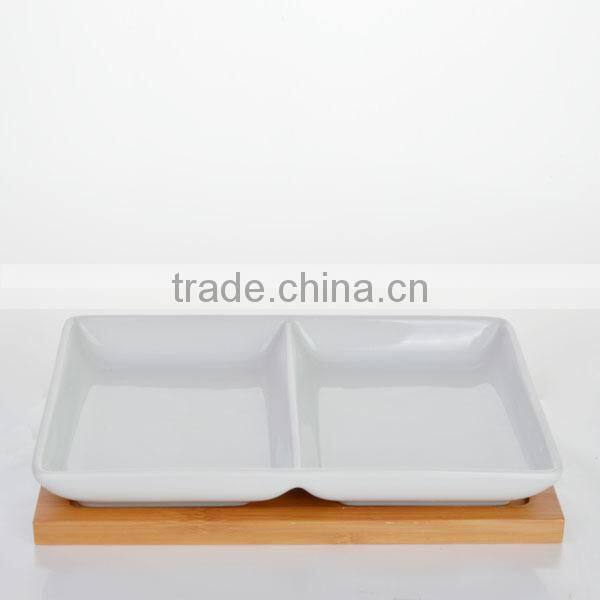 2 pcs of set glossy wholesale white ceramic dinner plates