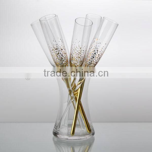7pc set Wholesale high quality champagne party set /electroplate or golden decal champagne flute