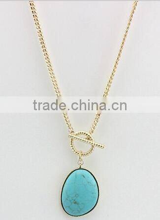 Natural Turquoise Colorful Stone Gemstone Pendant Women Irregular Necklace