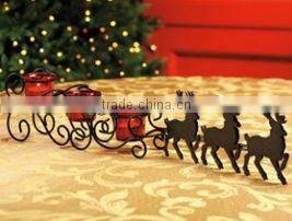 Reindeer Sleigh design standing metal and glass Candle Holder