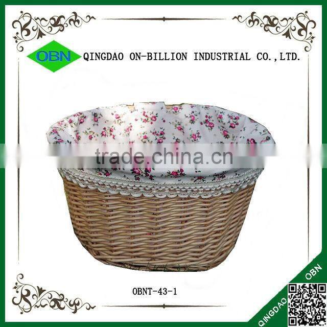 Lined woven bicycle wicker basket bicycle