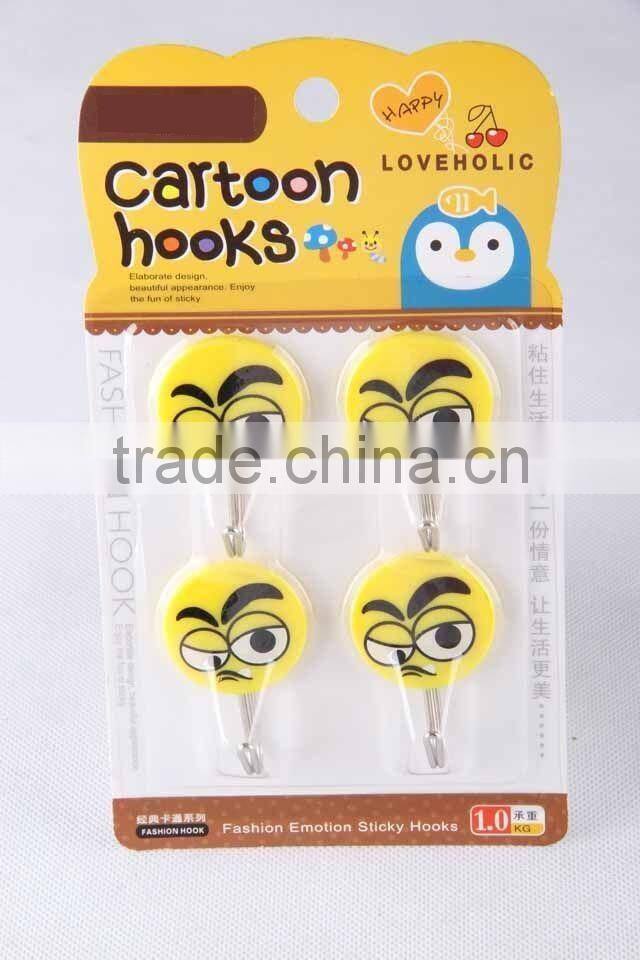 4pc small round hook with expression patterns/plastic hook