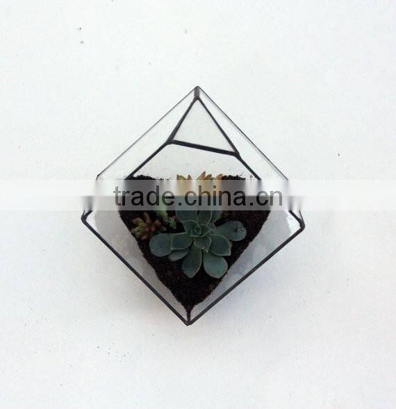 Stained Glass Small Cube Airplant Cactus Terrarium
