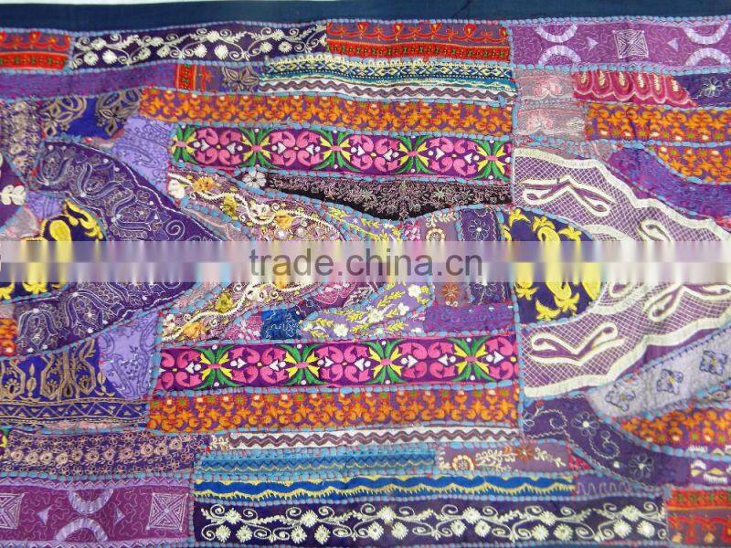 Indian Vintage Textiles - Indian Handcrafted Wall Hanging Graced with Khambadia Patchwork Cotton Tapestry