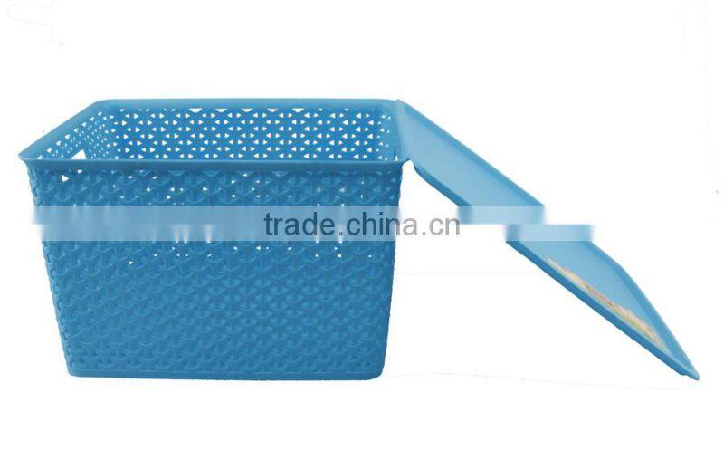 multi-purpose rattan box plastic storage basket with lid