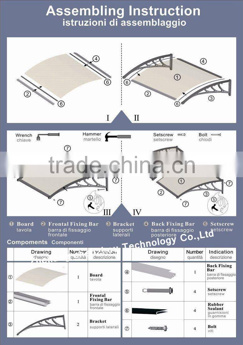 Wholesale price polycarbonate window and door canopy for free sample available