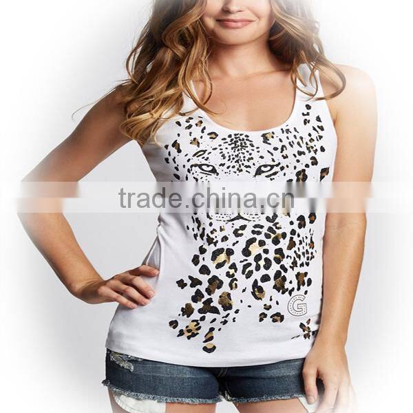 2014 Printed Wholesale 100 Cotton Tank Top Printing Tank Top