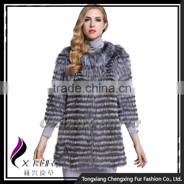 CX-G-A-40B Lastest Design New Fashion Woman Winter Silver Fox Fur Clothes