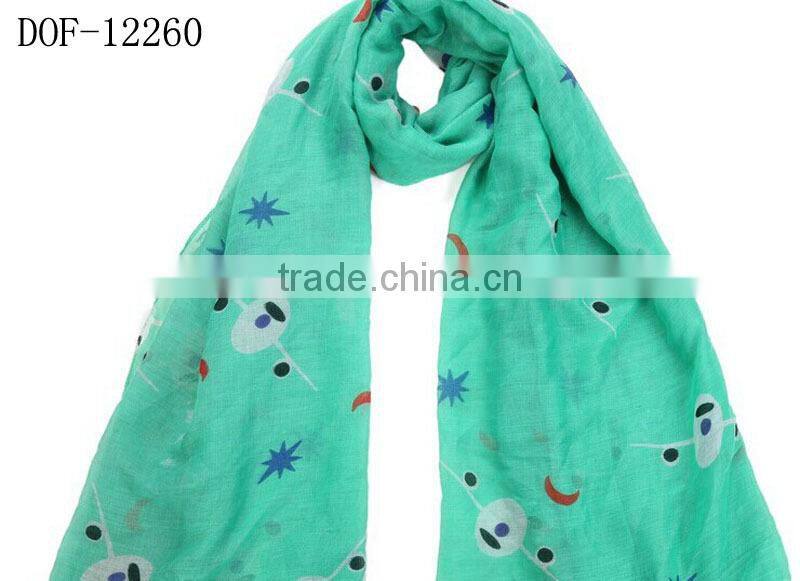 Fashion popular chiffon polyester print plane hot scarf