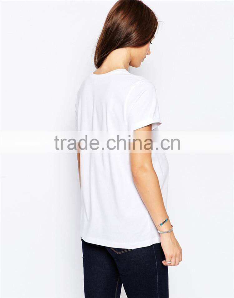 Loose casual maternity white t shirts OEM embroidered smile face t shirt wholesale blank maternity t shirts