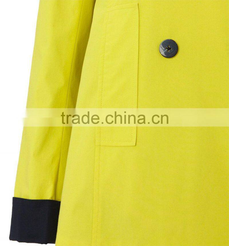 Wholesale Double Breast Lady Korean Yellow Winter warm Overcoat Jacket