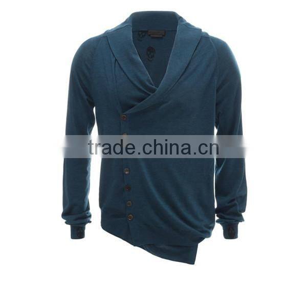 Direct sale assymetric cape collar men's cardigan sweater