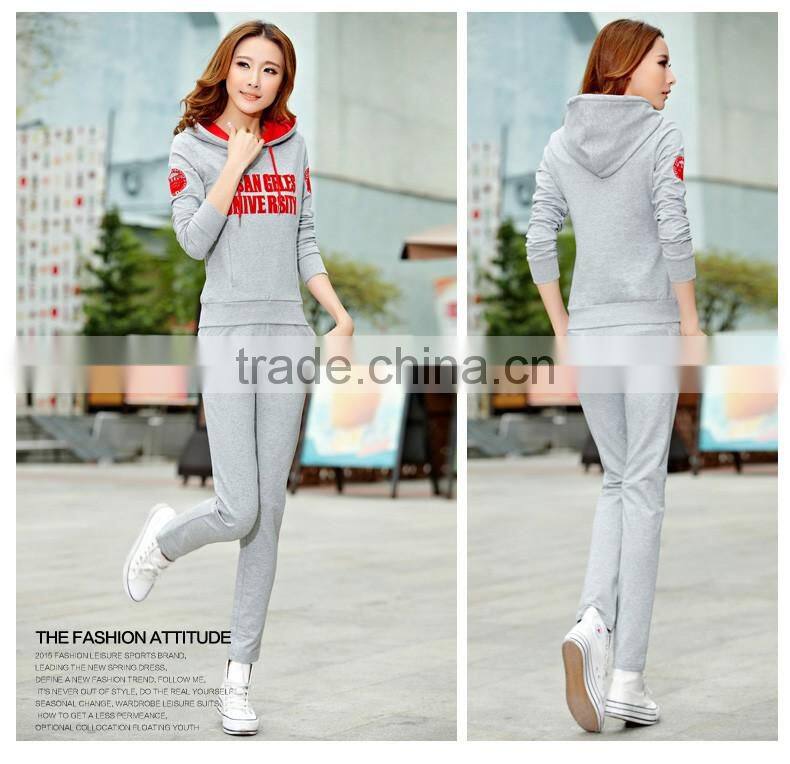 2017 Casual Fleece Slim fit women tracksuit wholesale cheap custom women tracksuit