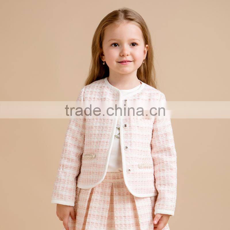 Kids Winter Woolen Coat Girls Outwear With Flower Printing Designs For Kids Clothes