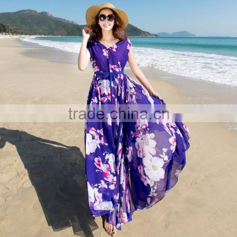 Z&M maxi beach dress ladis maxi dress floral maxi dress sleeveless