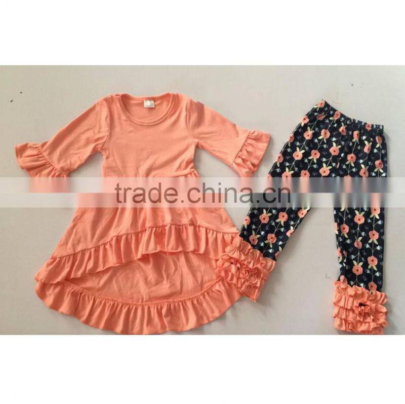 Persnickety Children's Clothing Wholesale Fall Girls Cotton Hi-Low Tops And Flower Pants Outfits