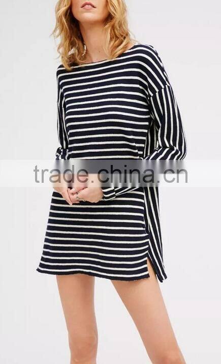 Runwaylover EY2370B Long Style 2017 Ladies Fashion Stripe Loose Blouse