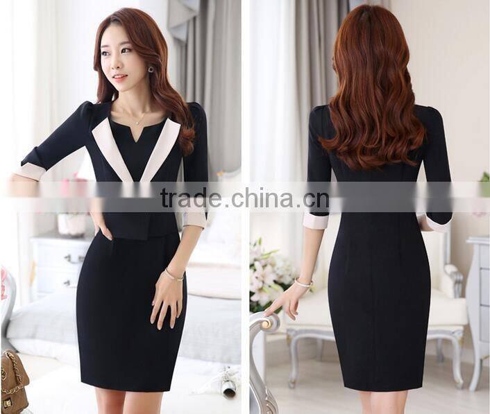Wholesale Fashion Spring Knee Length 3/4 Sleeve Latest women formal office Dresses