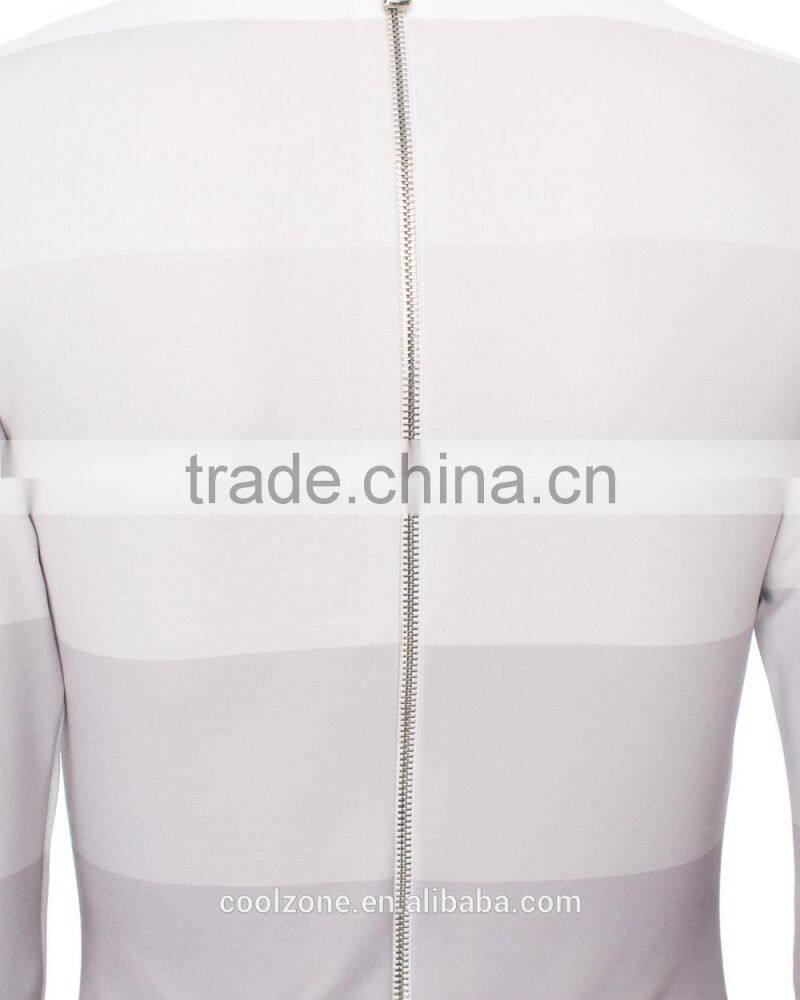 Silm fit gradient stripes tone dress with zip fastening on the back