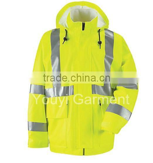 3m reflective tape hi vis rain jacket for men and women