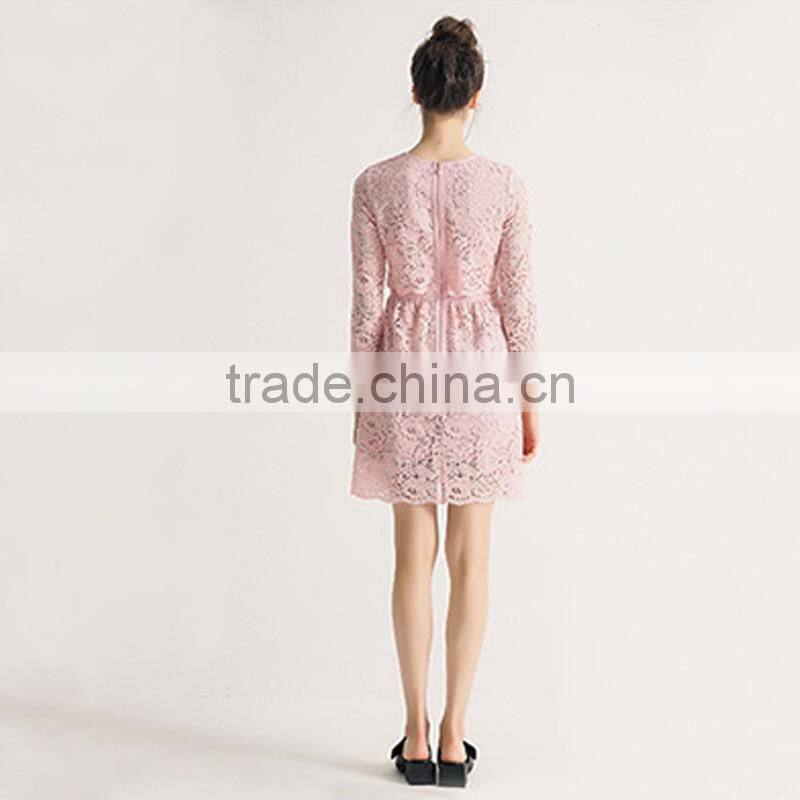 guangzhou china The new fashion lace dress temperament cultivate one's morality show thin long-sleeved skirt