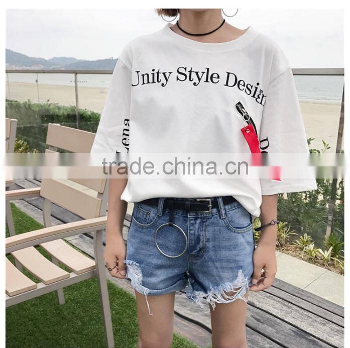 Oversized Loose print zip t shirt for girls