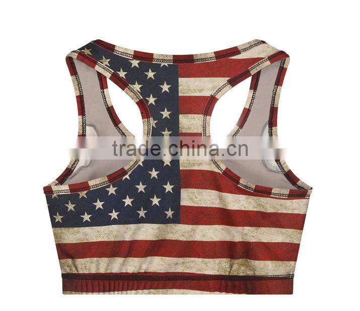 Women Running vest undershirt with United States flag printing