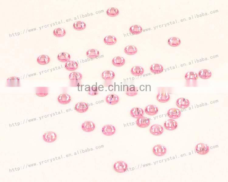 Round shape light rose color silver foiling rhinestone flat back crystal beads