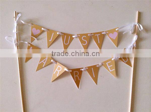 Vintage Cake Topper Cake Flags Baner/Bunting Engaged, Happy Birthday, Just Married