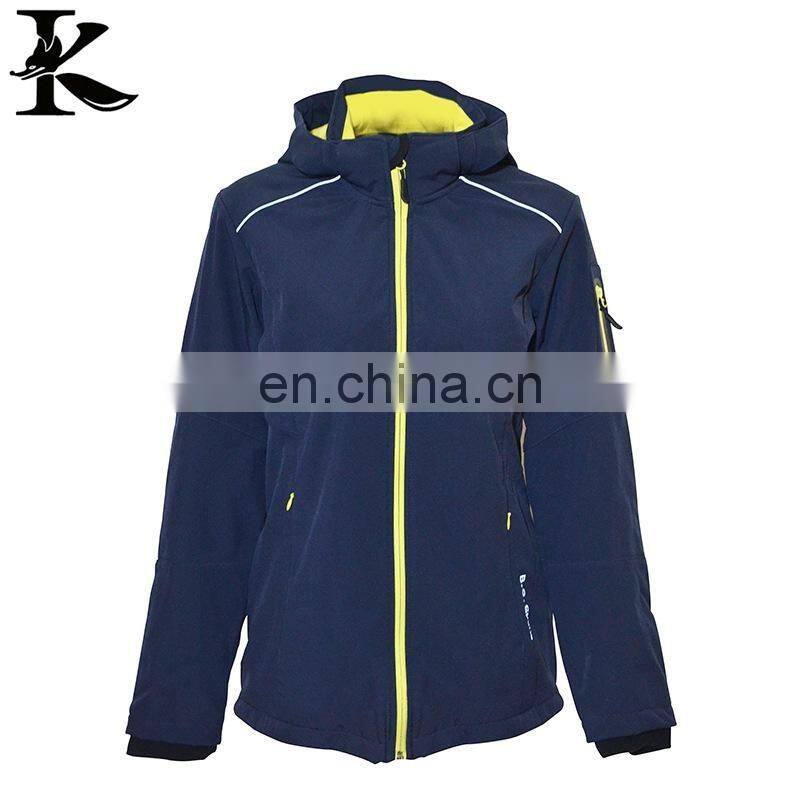 Custom womens reflective jacket outdoor waterproof breathable softshell jacket
