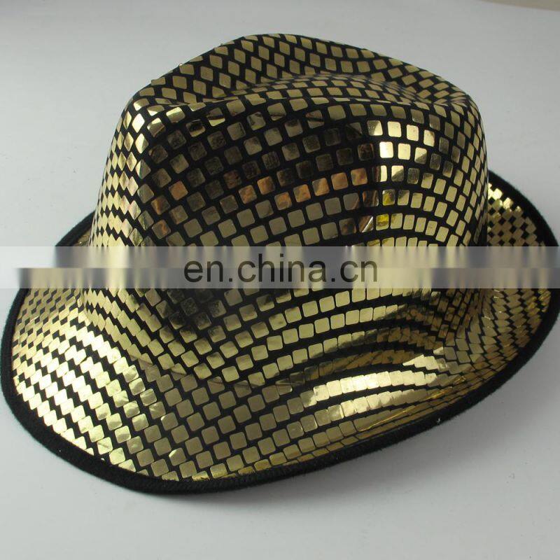 Hot sale fashion yellow paillette party cap and hat