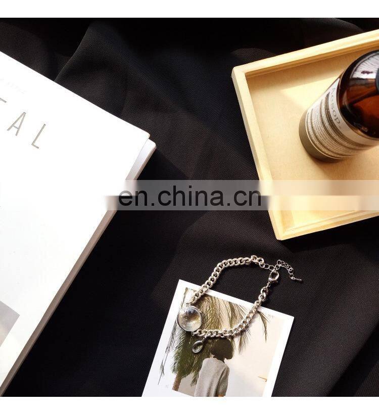 Water Drop Bracelet Simple Transparent Disk Glossy Glass Bead Bracelet