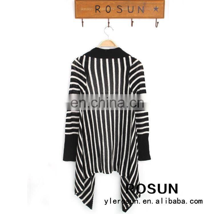 American style zebra striped design sweater long length cardigan