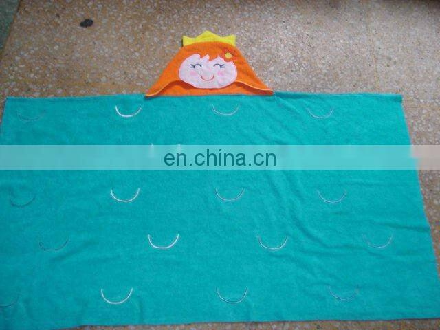 100% cotton velour children hooded/kids poncho/design kids beach towel with beach towel with hood