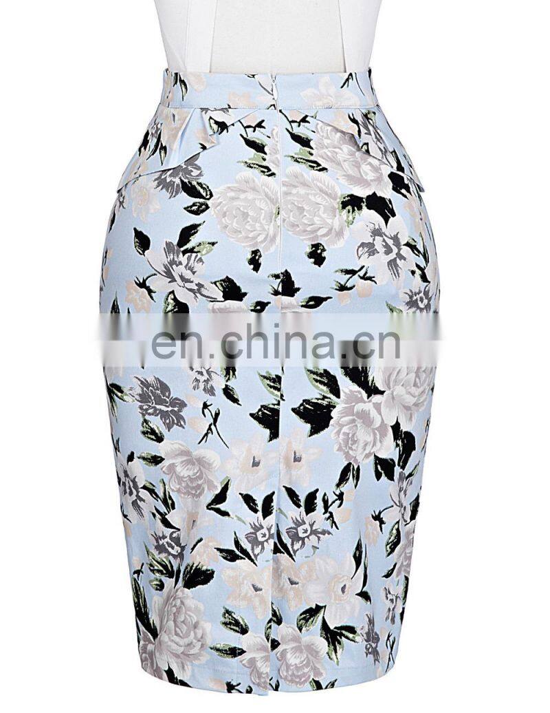 Grace Karin Occident Sexy Women Hips Wrapped Short Vintage Retro Cotton Flower Pattern Skirt CL008928-6