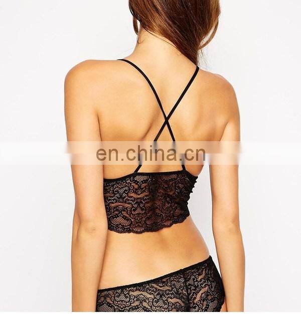 cross back lace gym bra set