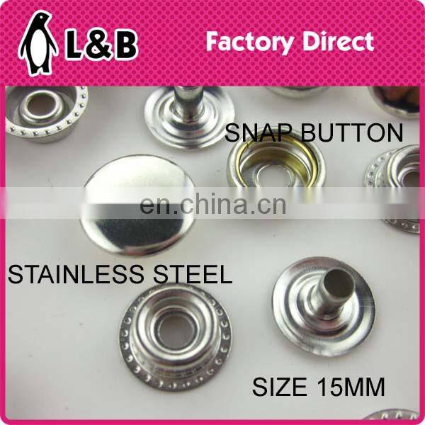15mm iron / brass / stainless classic metal snap button clothes snap buttons
