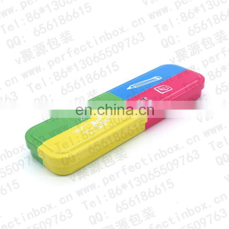 Tin pencil case with hinge for children/plastic pencil case