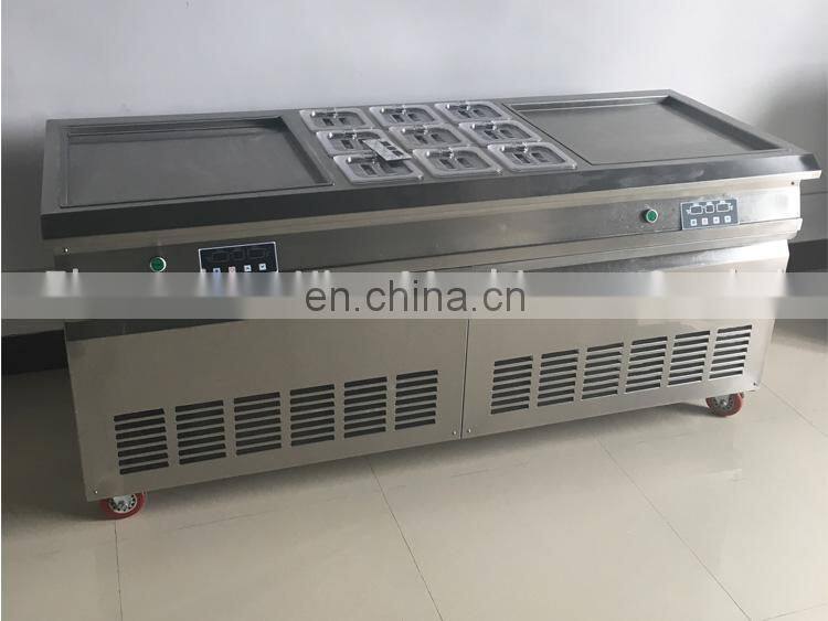 Multi- function double round pan fried ice cream roll machine