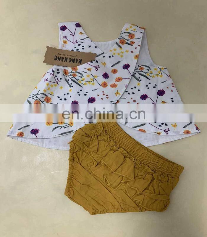 Flower Child Outfit Baby Girls flower Clothing Set Toddler Infant Vest Tops Tutu Shorts 2pcs Clothes for 0-18m