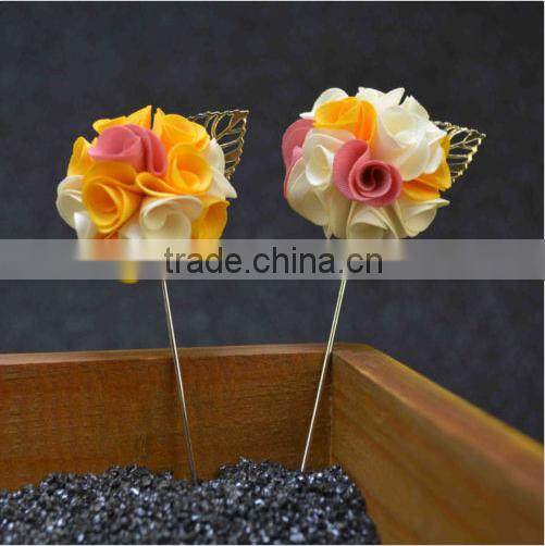 Men Suit Floral Lapel Pin of Brooches Fabric Floral Men Wedding Brooch Bouquet