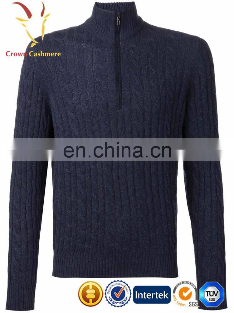 Best Cable 1/4 Zipper Mock Men 100% Cashmere Cardigan,Knitwear Pullover