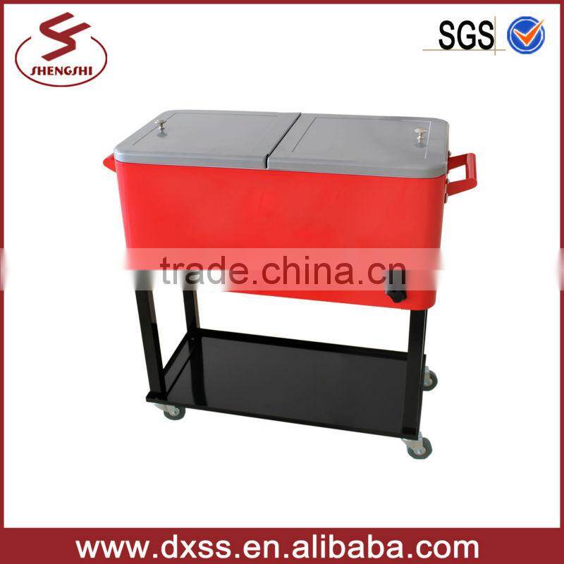 73lt Metal palm cooler carrier with wheels and tray