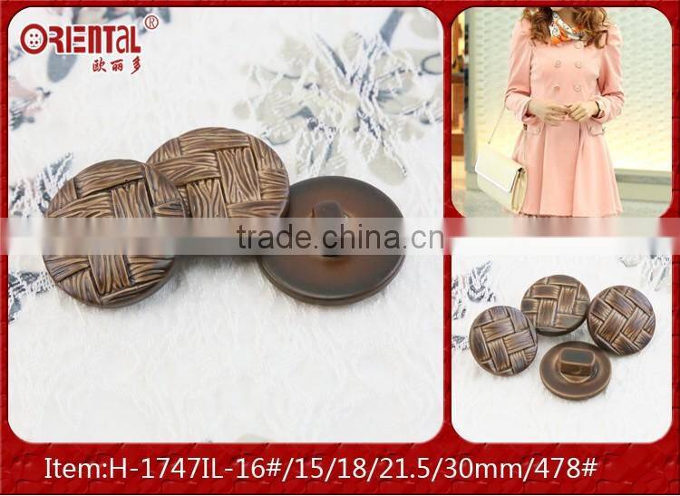 imitation leather plastic coat button in brown
